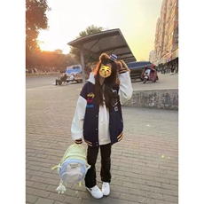 潮美式字母秋季刺绣棒球服潮牌2025痞帅休闲高街夹克外套，男装夹克，星座506A