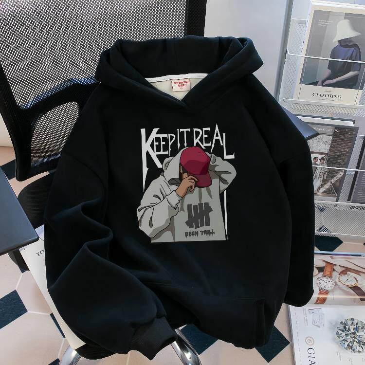 美式复古hiphop潮牌印花连帽卫衣男女秋冬款重磅高街vibe加绒外套,女装短外套,星座1210-1