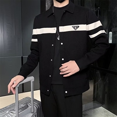 新品秋冬夹克外套男针织开衫翻领撞色拼接潮牌毛衣M810-P65，男装针织衫/毛衣，星座1109-3