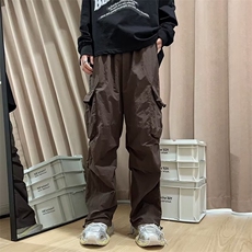 美式复古直筒休闲裤男女宽松阔腿迷彩工装长裤，男装休闲裤，星座716-3