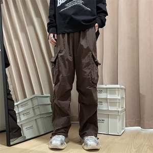 美式复古直筒休闲裤男女宽松阔腿迷彩工装长裤图片