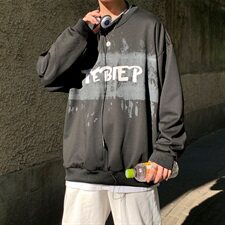 703-WW005秋季基础款泼漆效果印花圆领套头卫衣，男装卫衣，星座703