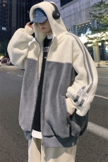 2024冬款潮加绒拼接棉衣羊羔绒保暖连帽外套男女921-P110控价158，男装棉衣，电商A441-1