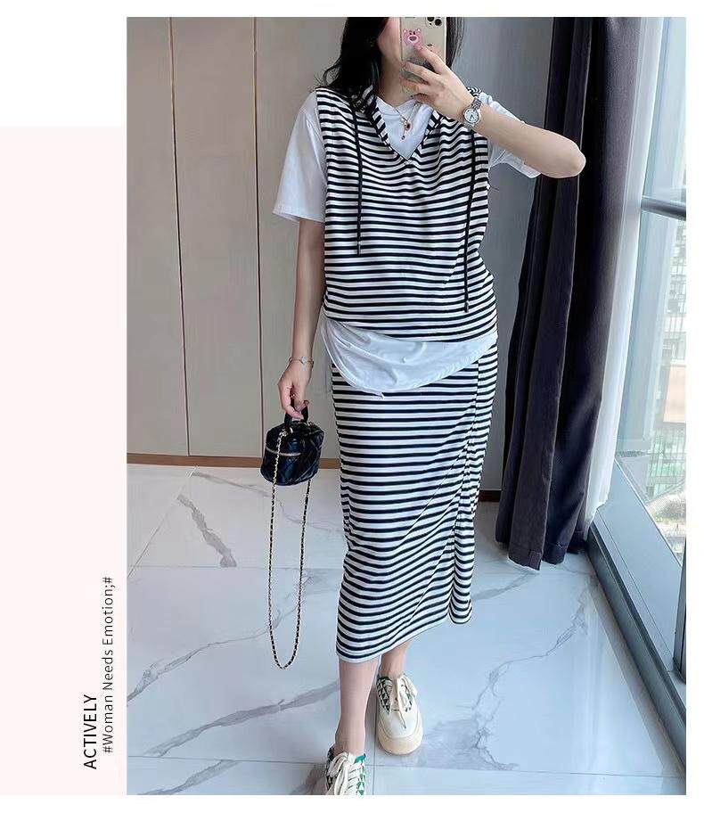 夏季条纹三件套，其它，简蔻