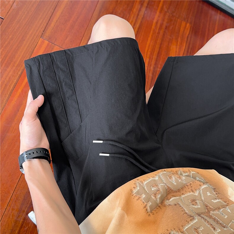 抖音品质夏季新款纯色冰丝凉感宽松短裤B315-K25545-特p25控48,男装休闲裤,电商B315