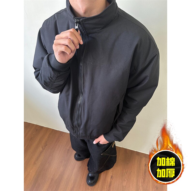 现货秋冬季美拉德立领飞行立领夹克boxy廓形棉衣高街加厚加棉外套，男装夹克，电商A486