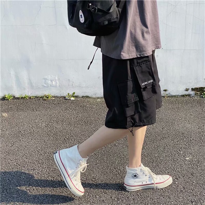 夏季工装短裤男潮牌机能休闲宽松战术口袋抽绳五分裤-A,男装休闲裤,星座601-1