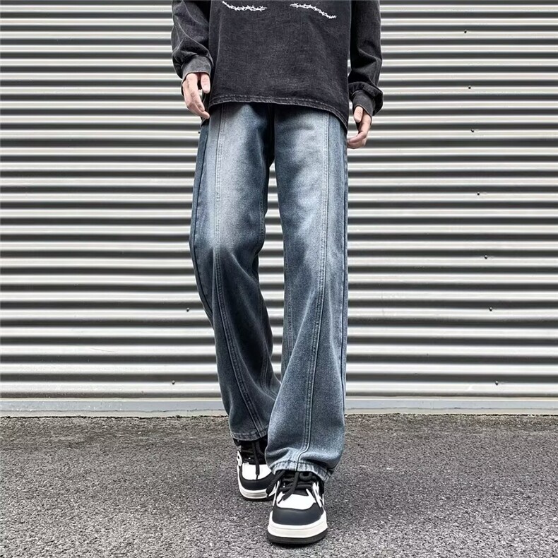 牛仔裤男2024新款春夏潮牌美式复古高街休闲宽松直筒裤子男,男装牛仔裤,星座410-7