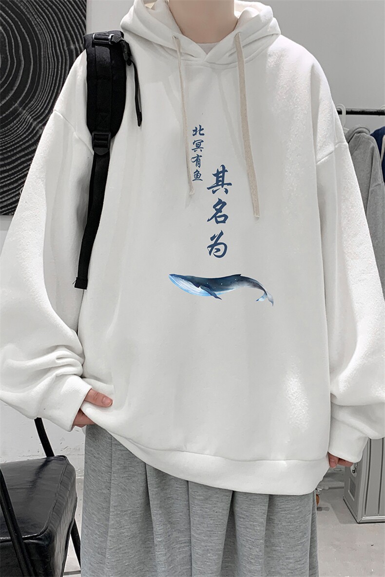 WY2261-P35加绒款-P40纯棉连帽卫衣男大码运动帽衫宽松薄外套男,男装卫衣,电商A040