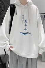 WY2261-P35加绒款-P40纯棉连帽卫衣男大码运动帽衫宽松薄外套男，男装卫衣，电商A040