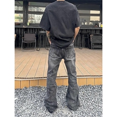 水洗闪电纹牛仔裤男女款ins潮牌高街显瘦微喇叭裤子NA199，男装牛仔裤，星座516A