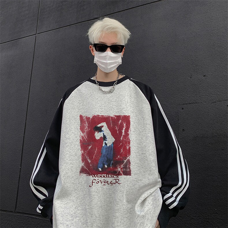 抖音得物供货 提供视频 秋冬重磅美式宽松织带圆领卫衣0733图片