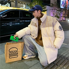 PU皮棉服冬季宽松港风棉衣立领冬装棉袄PM01-P115限158抖音控178，男装棉衣，电商B370
