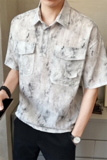 夏季新款男士中袖衬衫时尚百搭休闲衬衣薄款上衣C5286-P58，男装衬衫，电商A237