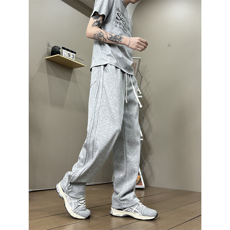 K10033-P35潮牌卫裤男2025新款百搭褶皱宽松直筒休闲长裤,男装休闲裤,电商A178
