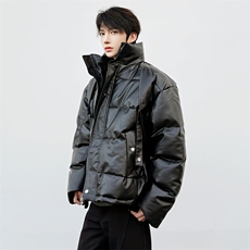 (自家图）解构短款PU皮立领棉服面包服棉衣外套3005-P125，男装棉衣，星座910-5
