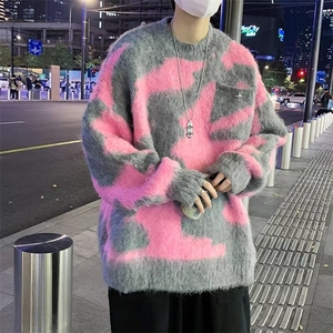扎染毛衣男女秋冬设计感小众宽松慵懒风软糯针织衫上衣服M945-P58图片