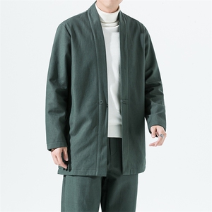 2165^风文艺大衣中长款加厚棉麻风衣外套男士汉服开衫道袍图片
