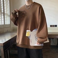 圆领卫衣男大码加厚加绒长袖t恤男S6137-P28加绒款-P33，男装卫衣，电商A040