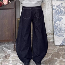 春季新款ins简约潮流宽松复吉设计感百搭男休闲时尚直筒牛仔裤子，男装牛仔裤，星座506A