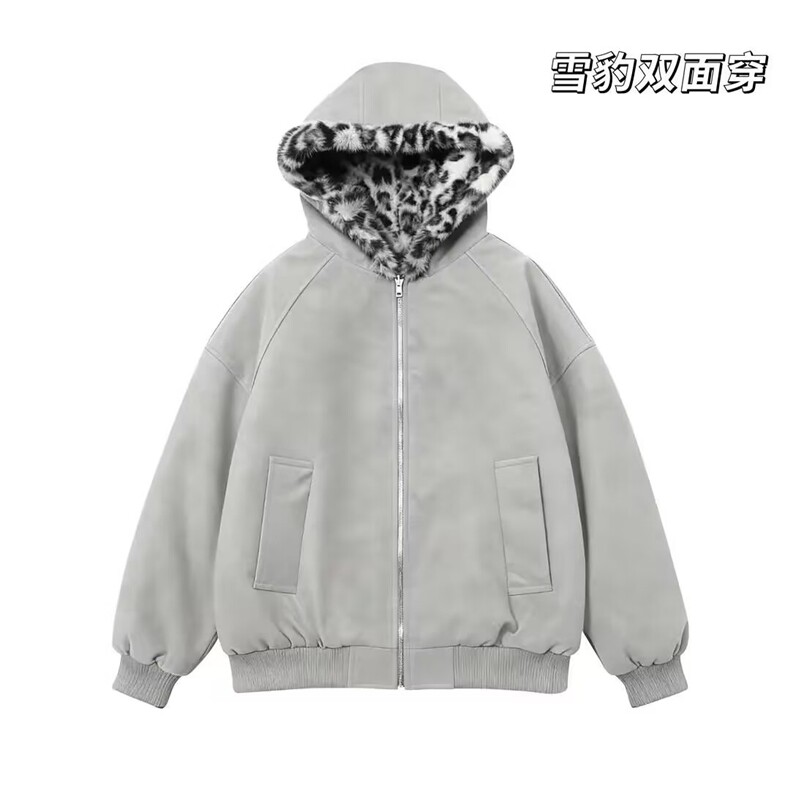 AA1748P100美拉德双面穿pu皮飞行夹克男美式机车服连帽外套,男装夹克,电商B323A