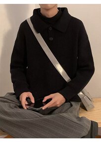 美式polo领毛衣男秋冬款潮牌复古宽松慵懒针织衫外套潮PW01-P45图片
