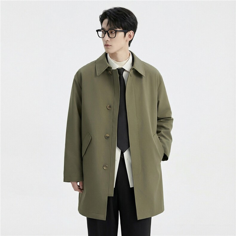 春款轻熟风高端中长款宽松大衣外套风衣夹克男A236-82508-P140,男装夹克,电商A236