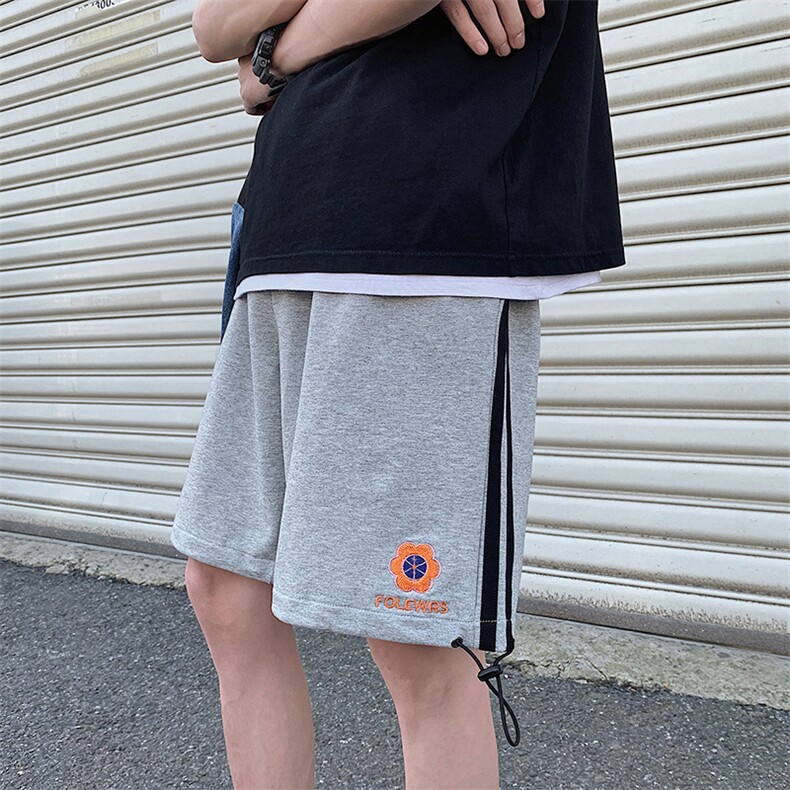 运动短裤男士夏天潮流宽松中裤子潮牌ins夏季休闲五分裤T图片
