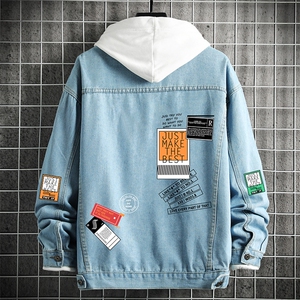 牛仔夹克男大码牛仔外套男茄克NJ77121-P60加绒款-P75,冬天潮男时尚搭配图片