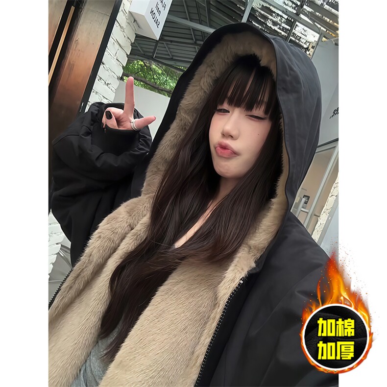 两面穿现货重磅短款座山雕棉衣男女双面穿毛毛绒棉服加厚外套,男装棉衣,电商A443