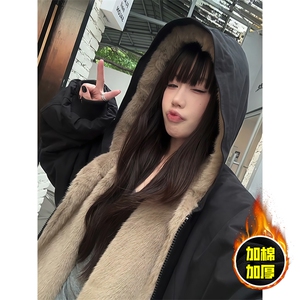 两面穿现货重磅短款座山雕棉衣男女双面穿毛毛绒棉服加厚外套图片