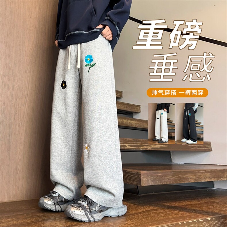 2025秋冬新款男士刺绣休闲裤情侣运动卫裤WK2099特P38图片