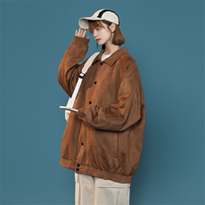 中性风麂皮绒立领夹克男宽松落肩纯色上衣外套JK721-P70，男装夹克，星座1204-3