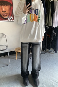B221 美式ins高街暗黑重工艺宽松直筒牛仔裤 LK23125-P65 控88图片