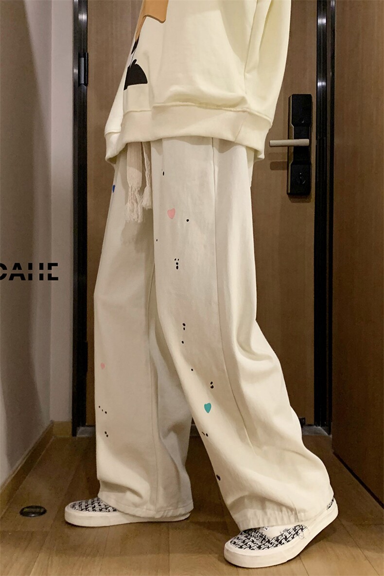 港风春夏宽松百搭墨点印花休闲牛仔裤直筒裤男女NZ601P65控88,男装牛仔裤,电商A268