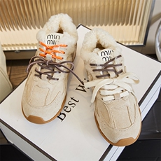 羊毛阿甘鞋女2024冬季新款平底运动德训鞋女复古加绒女鞋百搭单鞋，女鞋休闲鞋，电商A223