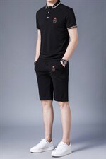 短袖T恤男翻领运动长裤套装夏季新款青年男士休闲时尚两件套男装，男装休闲套装，电商B212（原钱塘6029）