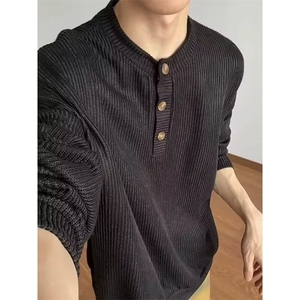 美式复古亨利领毛衣男秋冬季新款高级感软糯针织衫MY5818-P52图片