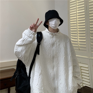 秋季立体压印字母立领开衫外套夹克男904-JK03-P70控88图片