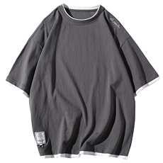 男士短袖t恤新款圆领宽松衣服夏季潮流纯棉白半袖丅体恤DS347TP25，男装T恤，电商A102