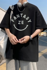 港风23夏季时尚百搭字母印花款纯棉短袖T恤T6065P25控38，男装T恤，电商A268A