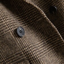 现货精品通勤外贸咖啡色欧美风秋冬新款双面羊毛格子西装外套，女装双面呢大衣，丝露依尚（原SL）