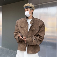 JK85422025秋冬小众高街外套男生短款飞行员夹克美式复古机车，男装夹克，星座1108
