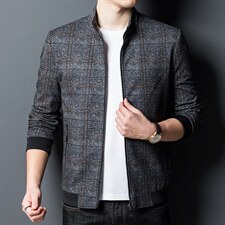 2023春秋款中青年男格子外套春季爸爸装休闲夹克衫中年人上衣,男装夹克,电商B212（原钱塘6029）