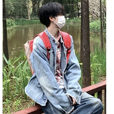 牛仔外套男小香风早秋薄款肩垫水洗短款复古新款夹克，男装夹克，星座506A