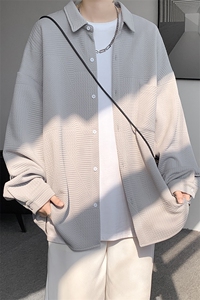 衬衫男春夏新款港风宽松提花设计长袖衬衣CS023-P45图片