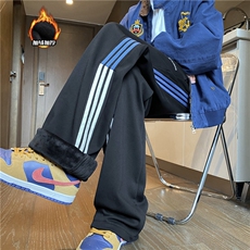 INS冬季新款加绒加厚保暖条纹宽松休闲卫裤B313-K842JR-特p45控88，男装休闲裤，电商B315