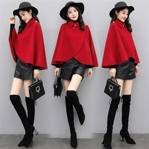 春秋小款呢子斗篷外套女短款2024秋冬新款韩版气质小个子毛呢披肩图片