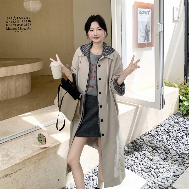 210-3282-P190-K288高级感通勤中长款风衣秋装新款2025年秋季,女装风衣,韩蜜菓