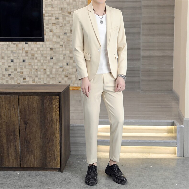 秋冬韩版修身西装套装两件套男士休闲轻熟风男装小西服痞帅外套潮，男装西服，星座505-2（原电商A260-1)